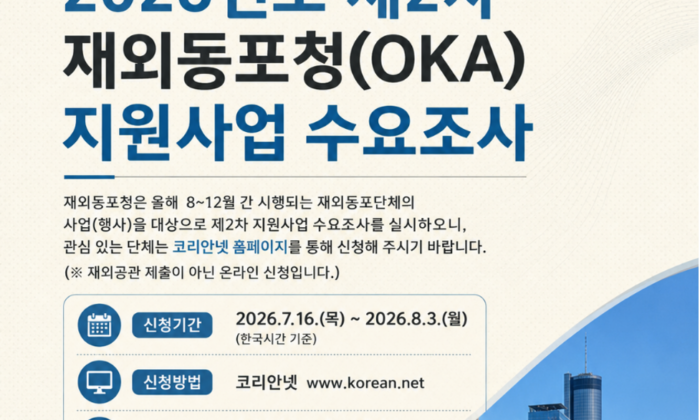 재외동포단체 지원사업 신청 접수…8월3일 마감